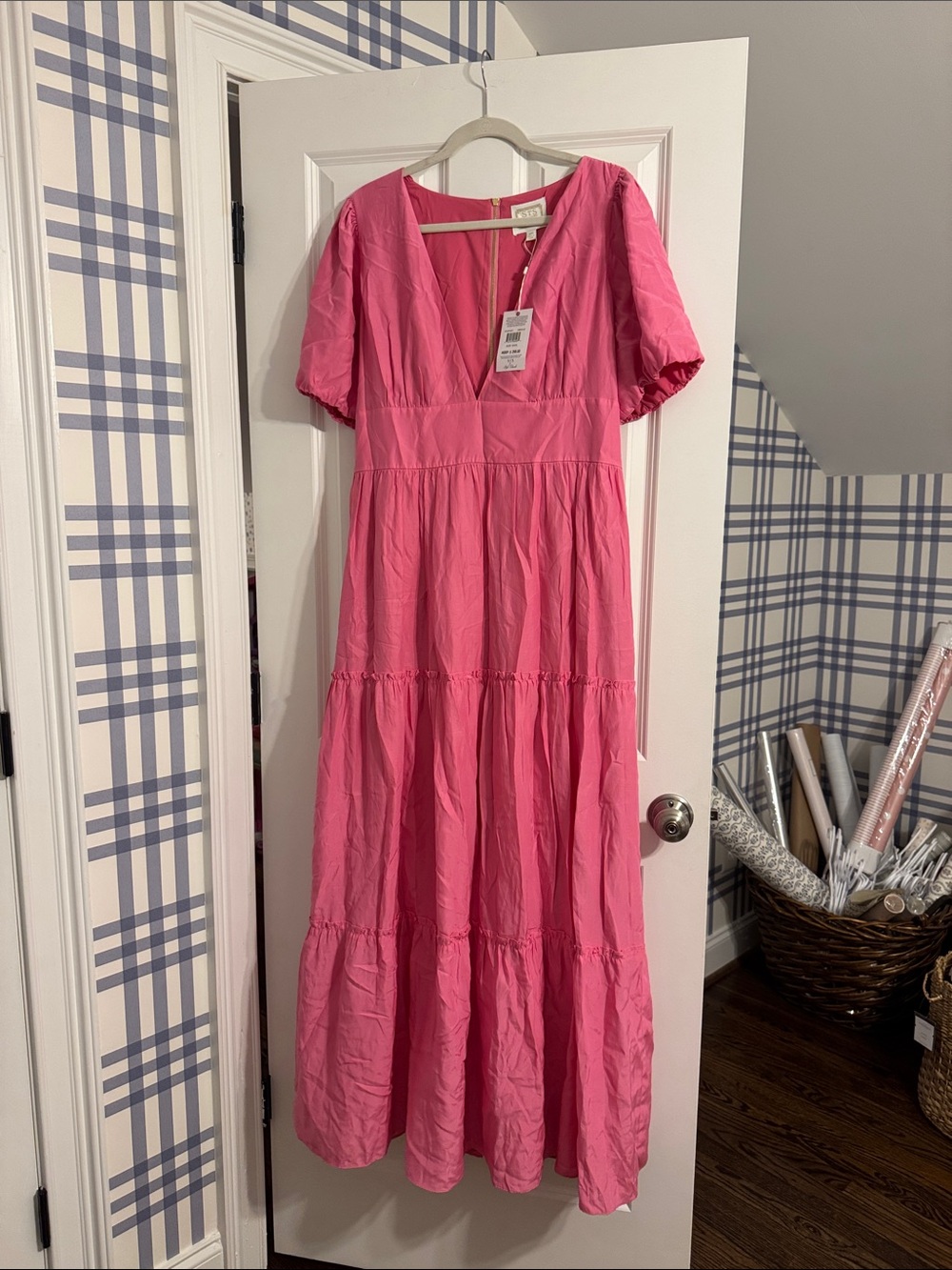 Sail to Sable Pink V-Neck Tiered Maxi Dress